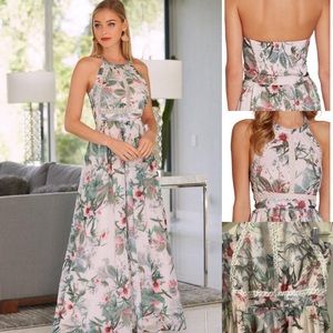 BOSTON PROPER TROPICAL HIGH NECK MAXI DRESS SIZE L. Backless, beach, garden